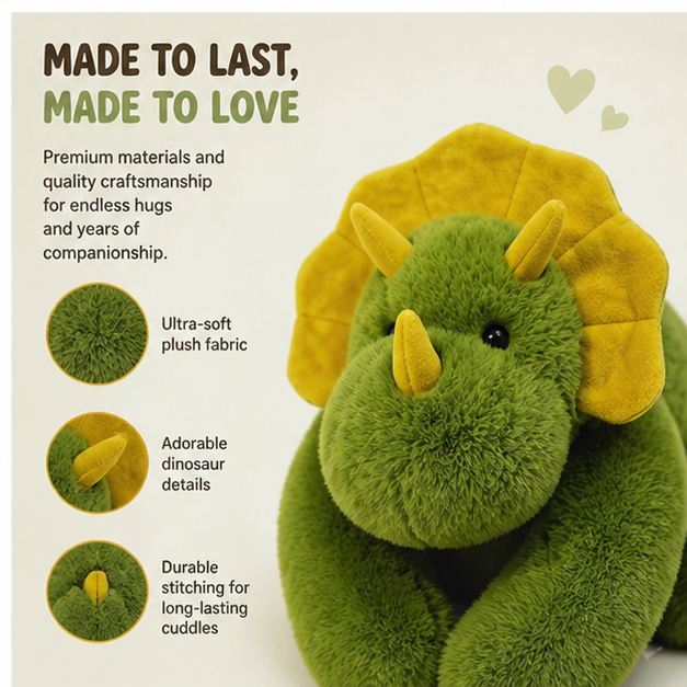 Duvlo Weighted Dinosaur Plush – 25.6 in / 2.65 lb – Soft & Cuddly Stress Relief Toy
